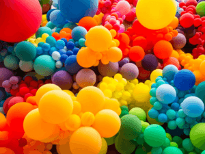 Bright multi-coloured balloons